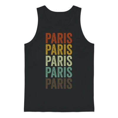 Paris France Retro Vintage Unisex Tank Top - Black