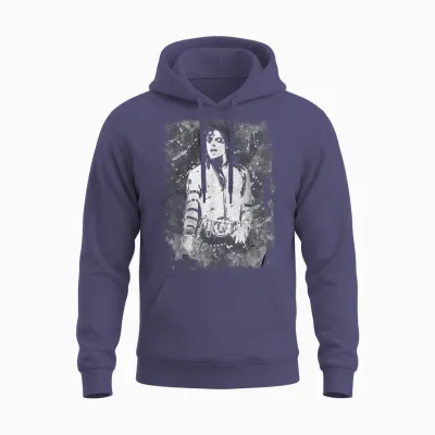 80s Pop Superstar World Tour 1988 Black & White Splatter Unisex Hoodie - Heather Sport Dark Navy