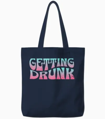 Getting Drunk Groovy Retro Tote Bags - Navy