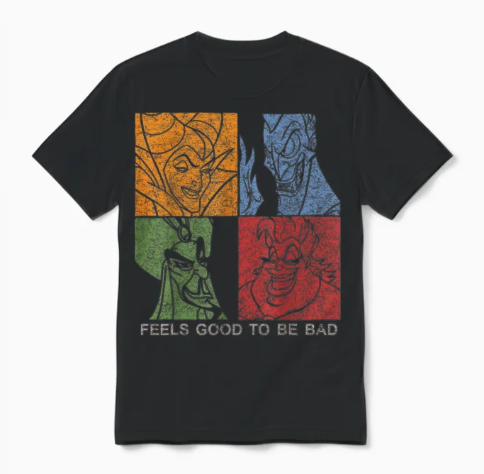 Les Méchants De Disney Font Du Bien à être Mauvais Photo De Groupe Vintage Unisex T-Shirt in Black