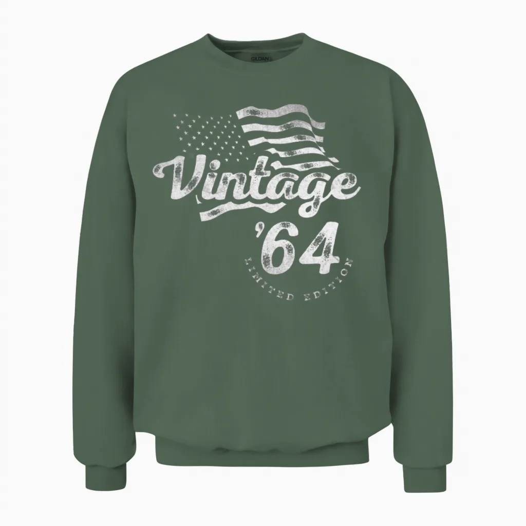 60th Birthday Vintage 1964 Gifts 60 Year Old Unisex Sweatshirt in Military Green