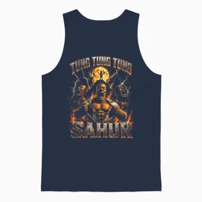 Tung Tung Sahur Funny Unisex Tank Top - Navy