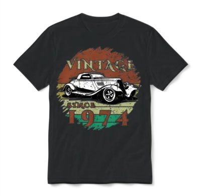 50th Birthday Classic Car - Vintage Since 1974 Unisex T-Shirt - Black