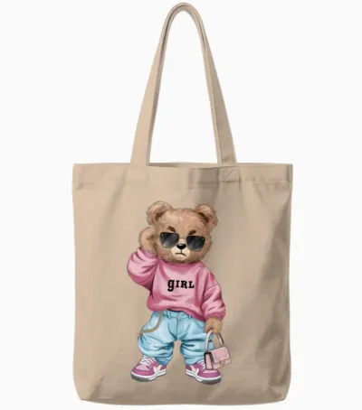Funny Teddy Bear. Tote Bags - Natural