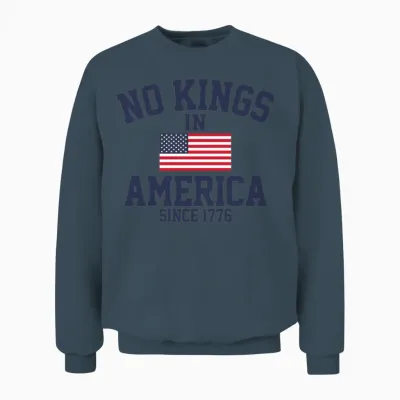 No Kings in America Save Democracy Anti Trump Unisex Sweatshirt - Dark Heather