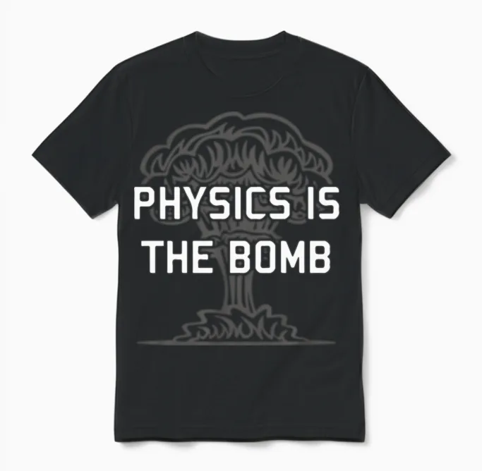 Physics Is the Nuclear Bomb Unisex T-Shirt in Black