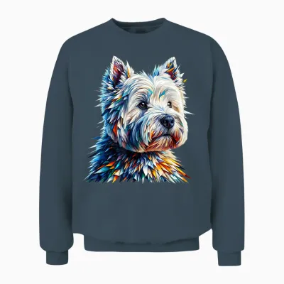 Polygon Art West Highland White Terrier Westie T-Shirt, Black, S Unisex Sweatshirt - Dark Heather