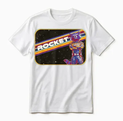 Guardians of the Galaxy Rocket T-Shirt, Black Unisex T-Shirt - White