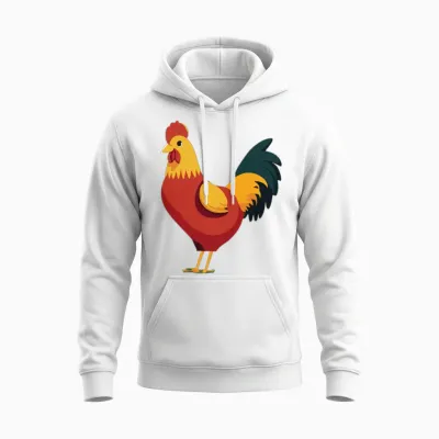 Retro Style Cute Chicken Rooster Unisex Hoodie - White