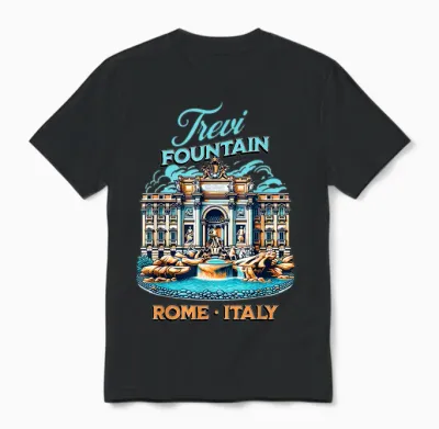 Fontaine De Trevi Rome Italie Vacances Européennes Fontana Di Trevi Unisex T-Shirt - Black