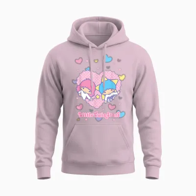 Little Twin Stars Retro Logo Valentine Unisex Hoodie - Light Pink
