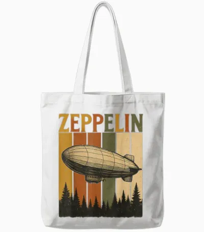 Retro Zeppelin Airship Shirt Vintage Rock Style Tee for Men Tote Bags - White