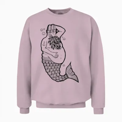 Mermaid Man, Anchor, Beard Unisex Sweatshirt - Light Pink