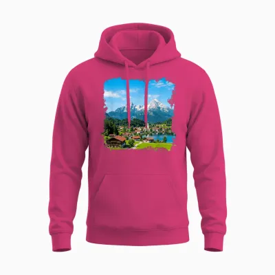 Alpes Bavaroises Montagne Village Lac Paysage Pittoresque Unisex Hoodie - Heliconia