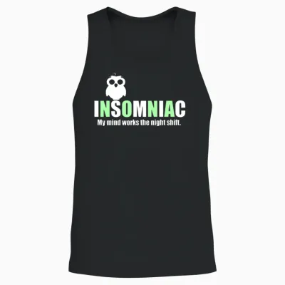 Insomniac Funny Quote Unisex Tank Top - Black