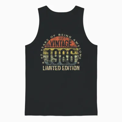 Vintage 1986 Limited Edition 40-Year-Old 40th Birthday Unisex Tank Top - Black