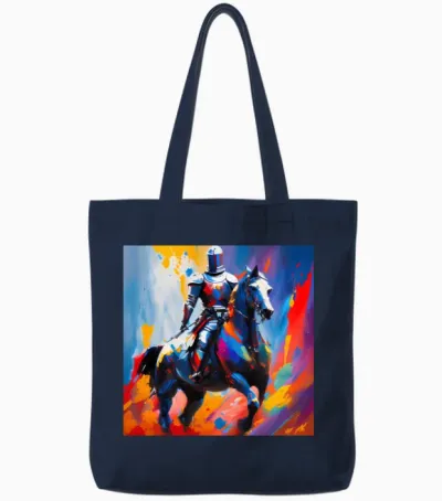 Knight on Horse Tote Bags - Navy