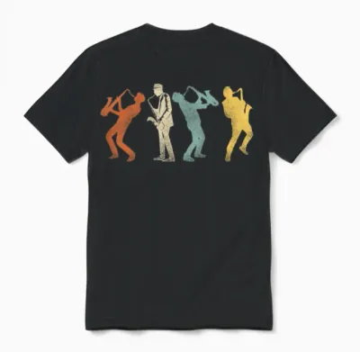 Saxophone Retro Vintage Unisex T-Shirt - Black