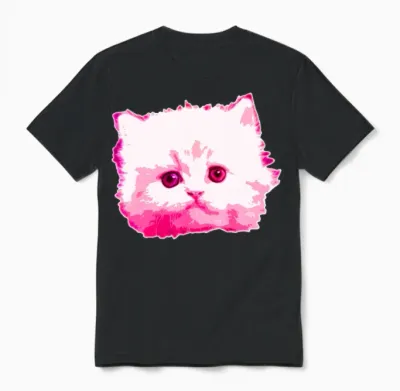 Cat Pink Unisex T-Shirt - Black