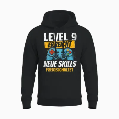 9. Geburtstag Jungen Video Gamer Level 9 Erreicht Unisex Hoodie - Black