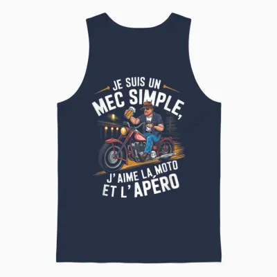 I Am a Simple Guy Motorcycle and Aperitif Retro Vintage Fan Humor T-Shirt, Black, S Unisex Tank Top - Navy