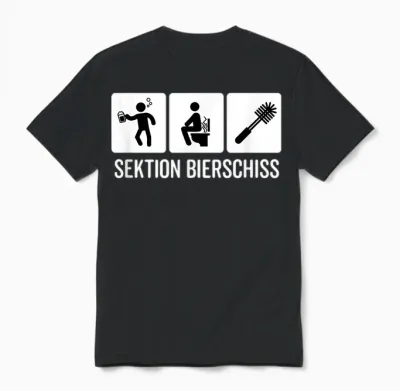 Sektion Bierschiss Antisozial Asozial Lustiges Assi T-Shirt - Damen - Unisex-Erwachsene - Schwarz - Small - Kurzarm - Cartoon-T-Shirt Unisex T-Shirt - Black