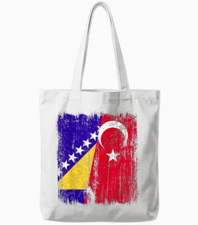 Bosnien Und Herzegowina Türkei Halbflagge Bosnisch Türkisch Tote Bags - White