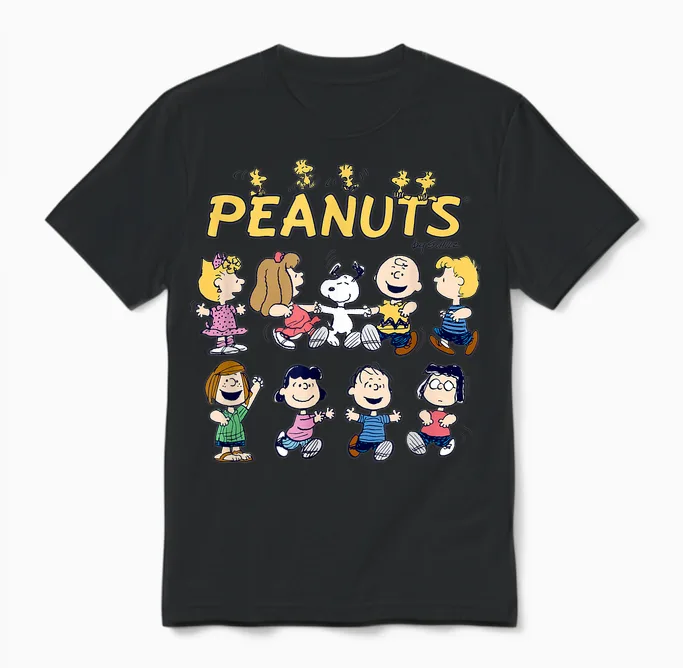 Peanuts - Friends Group Unisex T-Shirt in Black