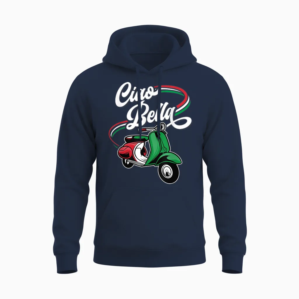 Scooter Moped Ciao Bella Italy Unisex Hoodie in Navy