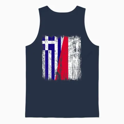 Griechenland Polen Halbe Flagge Griechische Polnische Vorfahren Unisex Tank Top - Navy