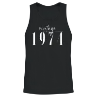 Vintage 1974 Elegant Minimalist Birthday Unisex Tank Top - Black – 2