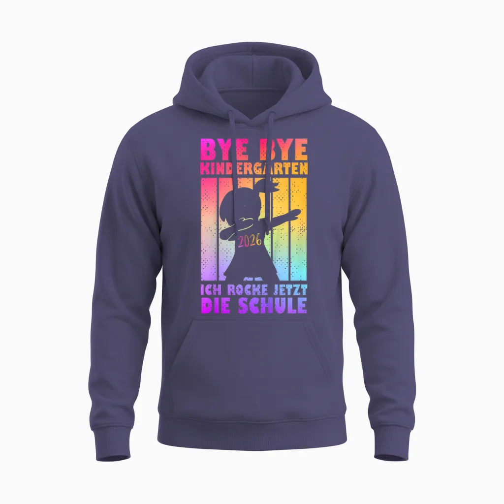 Kinder Kita Abgänger 2026 Kita Geschafft Bye Bye Kindergarten Unisex Hoodie in Heather Sport Dark Navy
