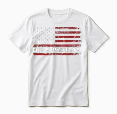 0% Liberal Zero Percent Anti Liberal - Red Republican Unisex T-Shirt - White