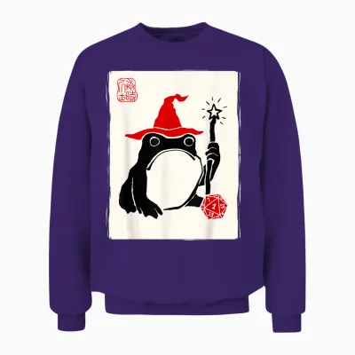 Nat 1 Dnd Board Games Men Women Children Funny Japanese Frog Unisex Sweatshirt - Purple