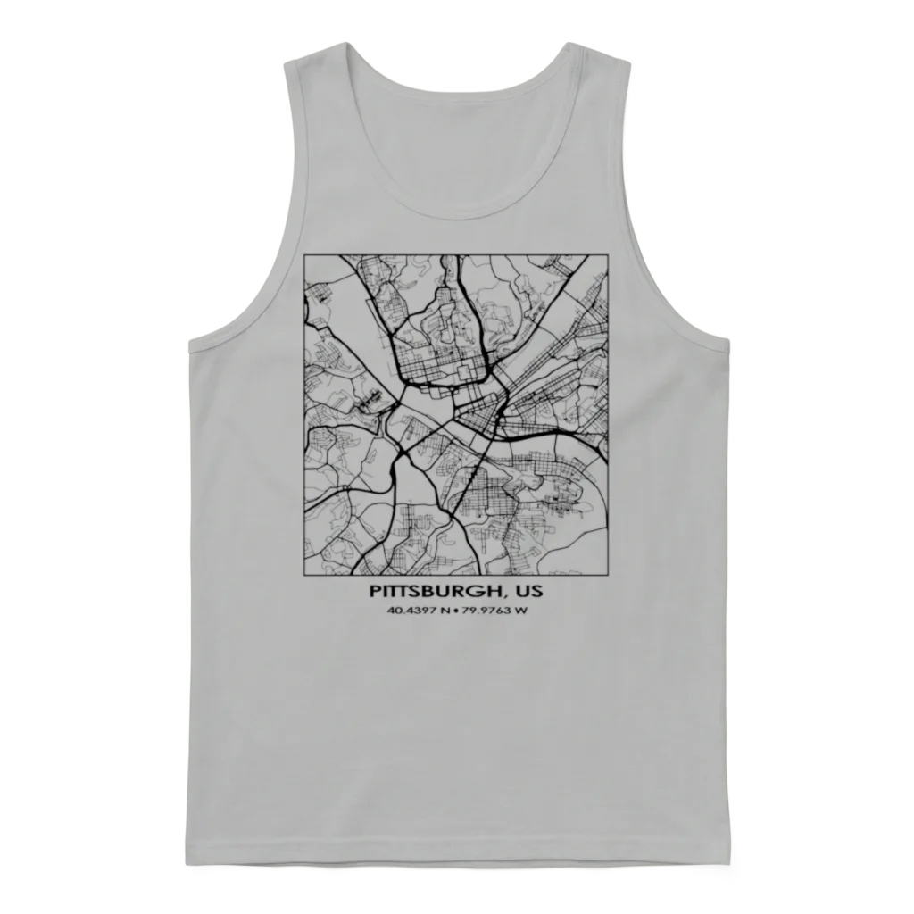 Pittsburgh City Streets Map Unisex Tank Top - Ash