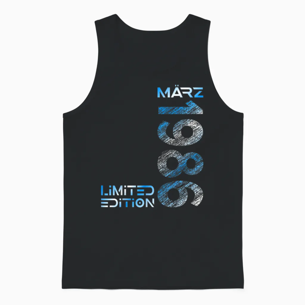 March 1986 Man Woman 40th Birthday Limited Edition Unisex Tank Top in Black