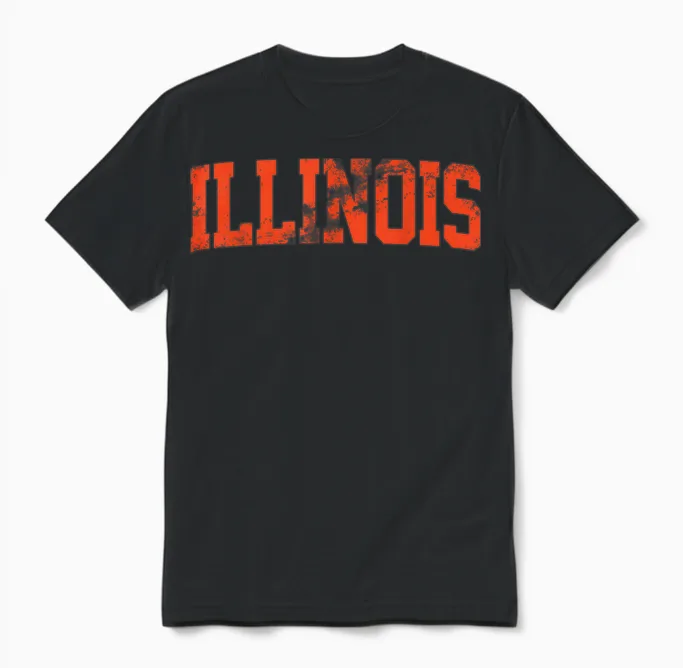 Retro Illinois Il Souvenir Vintage Illinois Orange Throwback Unisex T-Shirt in Black