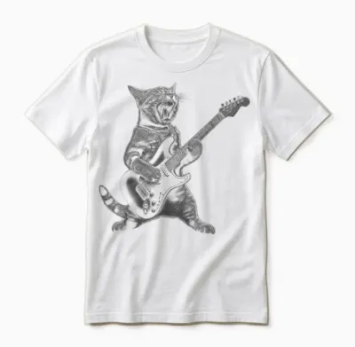 Funny Cat Playing Guitar Rock and Roll Gifts Men Women Kid Unisex T-Shirt - White