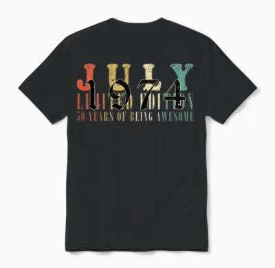 July 1974 Vintage Birthday Present Unisex T-Shirt - Black