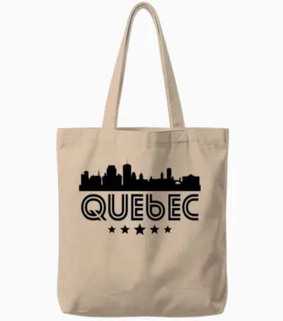 Retro Quebec Skyline Tote Bags - Natural