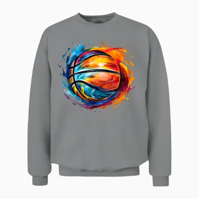 Basketball Ball in Beautiful Colourful Colours Basketball T-Shirt, Black Unisex Sweatshirt - Sport Grey