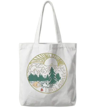 I Hate People Camping Hiking Tote Bags - White