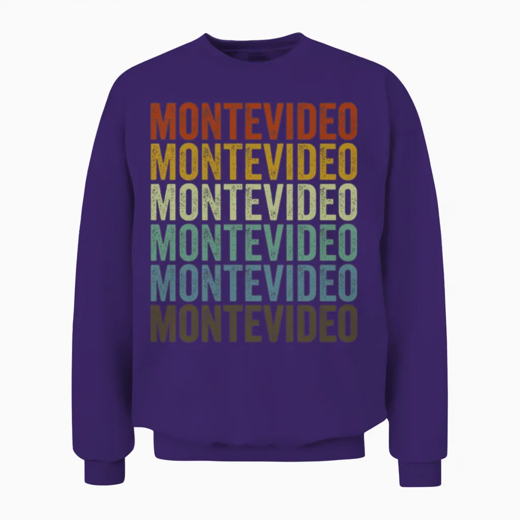 Montevideo Uruguay Retro Vintage Unisex Sweatshirt in Purple