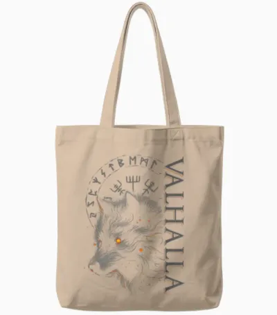 Valhalla Wolf Boussole Viking Avec Runes D'odin Tote Bags - Natural