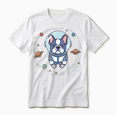 Cosmic Pup in Space Suit Unisex T-Shirt - White