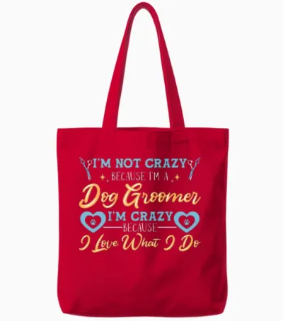 Dog Groomer Dog Grooming Tote Bags - Red