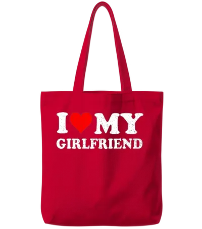 I Love My Girlfriend Gf I Heart My Girlfriend Gf Tote Bags - Red