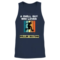 A Chill Guy Who Loves Roller Skating Unisex Tank Top - Navy – 2