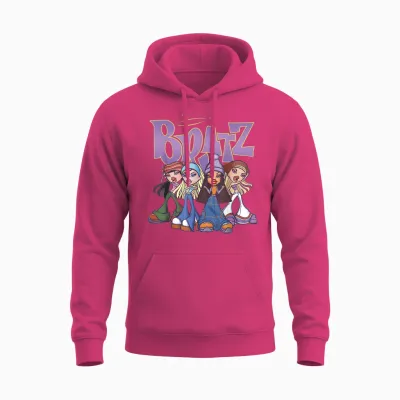 Bratz Original Four Group Shot Logo Unisex Hoodie - Heliconia