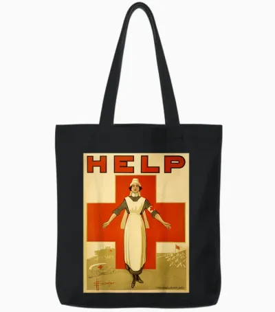Vintage Poster - Rotes Kreuz Retro Tote Bags - Black
